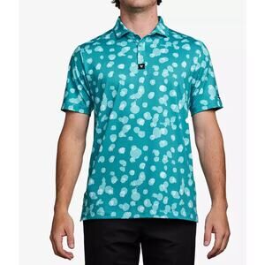 Bad Birdie Waterboy Golf Polo Shirt Teal Dot Print Performance Men’s XL